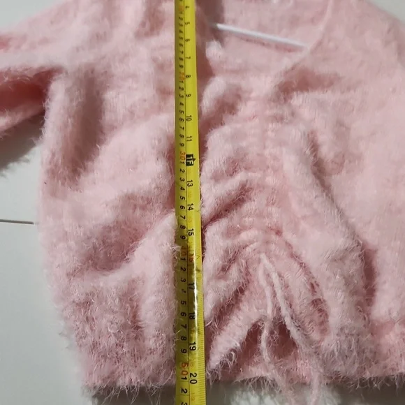 Society 212 Sweater Women's light Pink Fuzzy Sweater size 2x cropped scrunched - Picture 4 of 7